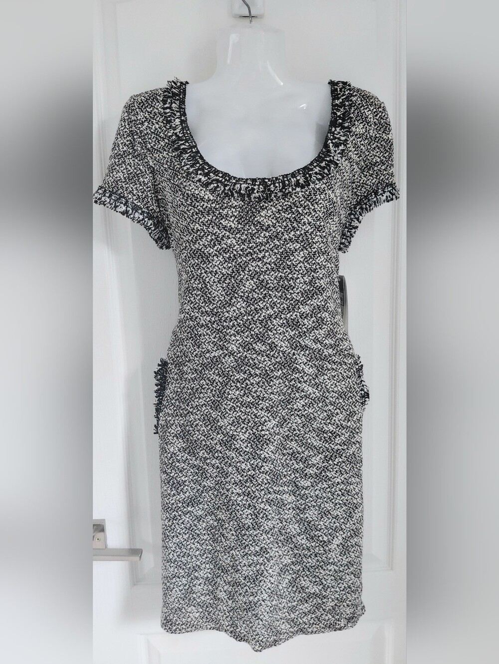 Donna Ricco Black and White Tweed Shift Dress